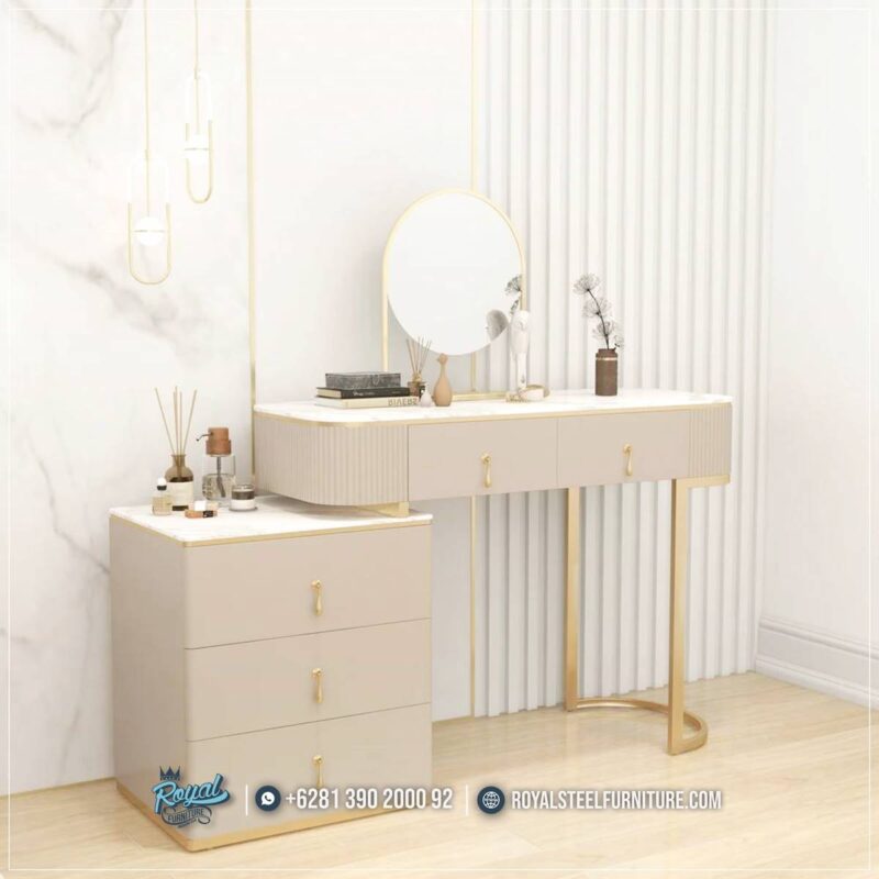 Meja Rias Cermin, Meja Rias Gold, Meja Rias Stainless, Meja Rias Modern, Meja Rias Mewah, Meja Rias Minimalis, Meja Rias Laci, Meja Rias Putih, Meja Rias Terbaru, Meja Rias Royal, Meja Rias Stainless Mewah Champagne Top Marmer