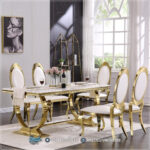 Harga Meja Makan Jepara, Meja Makan Marmer, meja makan mewah, Meja Makan Mewah 8 Kursi, Meja Makan Mewah Stainless, Meja Makan Minimalis, Meja Makan Minimalis Modern, Meja Makan Minimalis Stenlies, Meja Makan Stainless Steel Gold,Great Quality Gold Dining Room Table Set Meja Makan Stainless Gold Marmer Glamour Modern