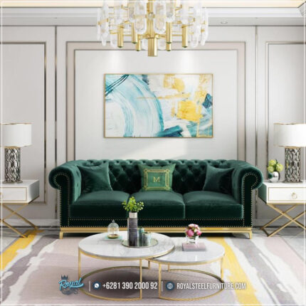 Kursi Sofa Mewah Ruang Tamu Elegan Electroplated Gold