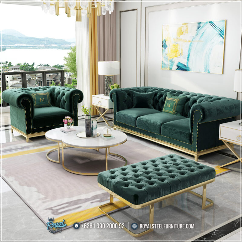 Meja Tamu, Meja Tamu Minimalis, Sofa, Sofa Tamu,sofa Tamu Mewah, Sofa Stainless, Meja Stainless,Sofa Mewah Ruang Tamu Elegan Electroplated Gold
