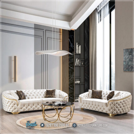 Meja Tamu, Meja Tamu Minimalis, Sofa, Sofa Tamu,sofa Tamu Mewah, Sofa Stainless, Meja Stainless,Sofa Tamu Mewah Chesterfield Terbaru Lupino Stainless Gold
