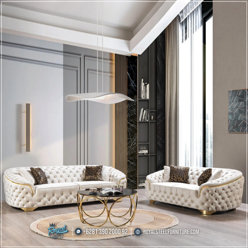 Meja Tamu, Meja Tamu Minimalis, Sofa, Sofa Tamu,sofa Tamu Mewah, Sofa Stainless, Meja Stainless,Sofa Tamu Mewah Chesterfield Terbaru Lupino Stainless Gold