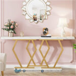 Meja Konsul Stainless Marmer Mewah Modern Gold Bluebel - Gambar 2