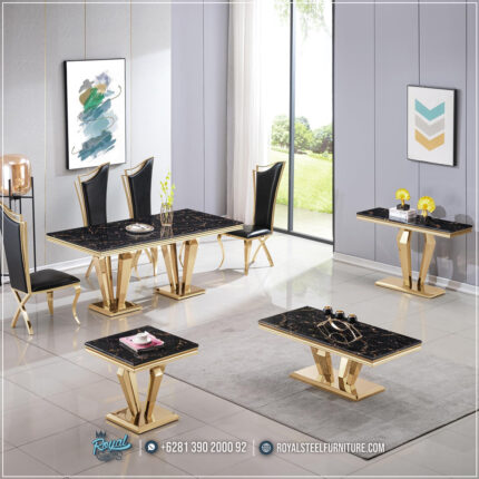 Coffe Table Stainless Meja Marmer Terbaru Ruang Tamu Mewah
