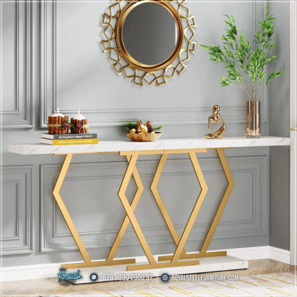 Console Table Model Meja Konsul Stainless Marmer Mewah Modern Gold Bluebel