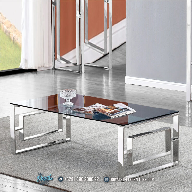 Meja Tamu, Meja Konsol, Jual Meja Konsul, Meja Sudut Ruangan, Meja Stainless, Meja Stenlis, Meja Minimalis Kaki Stainless, Meja Kaca Stainless,Naczi Coffee Table Stenlis Minimalis Top Glass Terbaru Silver Kolby
