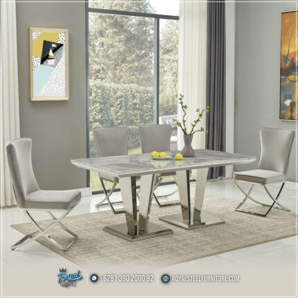 Harga Meja Makan Jepara, Meja Makan Marmer, meja makan mewah, Meja Makan Mewah 4 Kursi, Meja Makan Mewah Stainless, Meja Makan Minimalis, Meja Makan Minimalis Modern, Meja Makan Minimalis Stenlies, Meja Makan Stainless Gold,Kursi Meja Makan Jepara Minimalis Stainless Marmer Luxury Grey