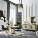 Kursi Meja Makan Minimalis Stainless Gold Jaguar Dining Set