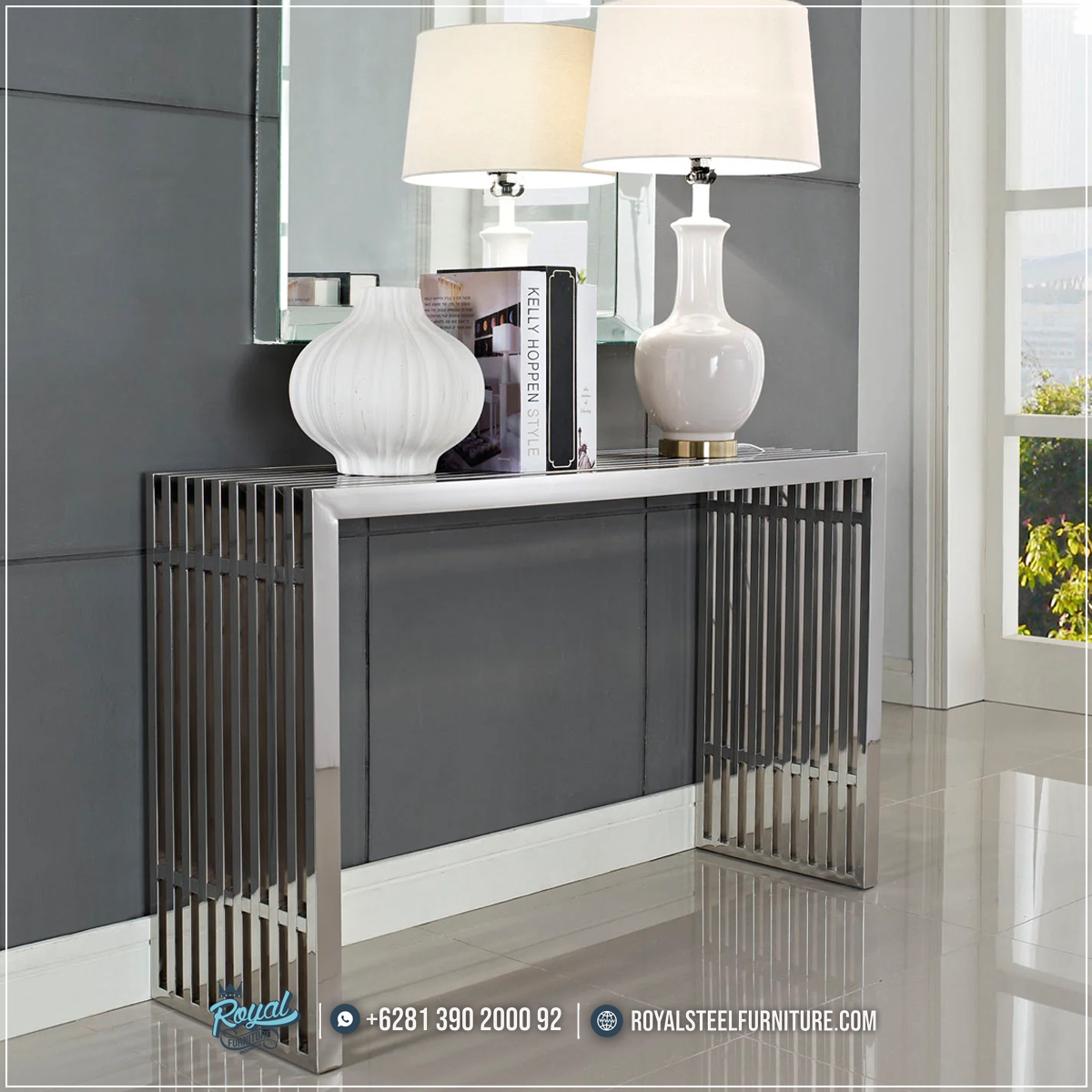 Meja Console, Meja Console Jepara, Meja Console Klasik, Meja Console Mewah, Meja Stainless, Meja Console Stainless,Meja Hias, Meja Konsol Mewah, Meja Konsol Terbaru,Meja Konsol Stainless Mewah Full Besi Silver Metalic