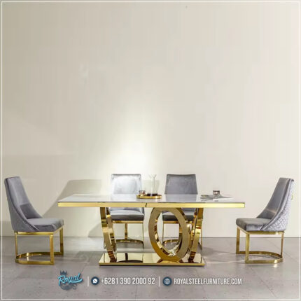 Meja Stainless Ruang Makan Mewah Top Marmer Luxurious, Meja Makan Mewah Modern, Meja Makan Stainless Mewah, Harga Meja Makan Mewah, Meja Makan Jepara Terbaru