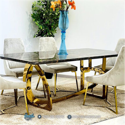 Best Seller Meja Makan Marmer Mewah Kaki Stainless, Meja Makan Mewah Modern, Meja Makan Stainless Mewah, Harga Meja Makan Mewah, Meja Makan Jepara Terbaru