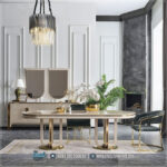 Model Meja Makan Minimalis Stainless Gold Jaguar Dining Set
