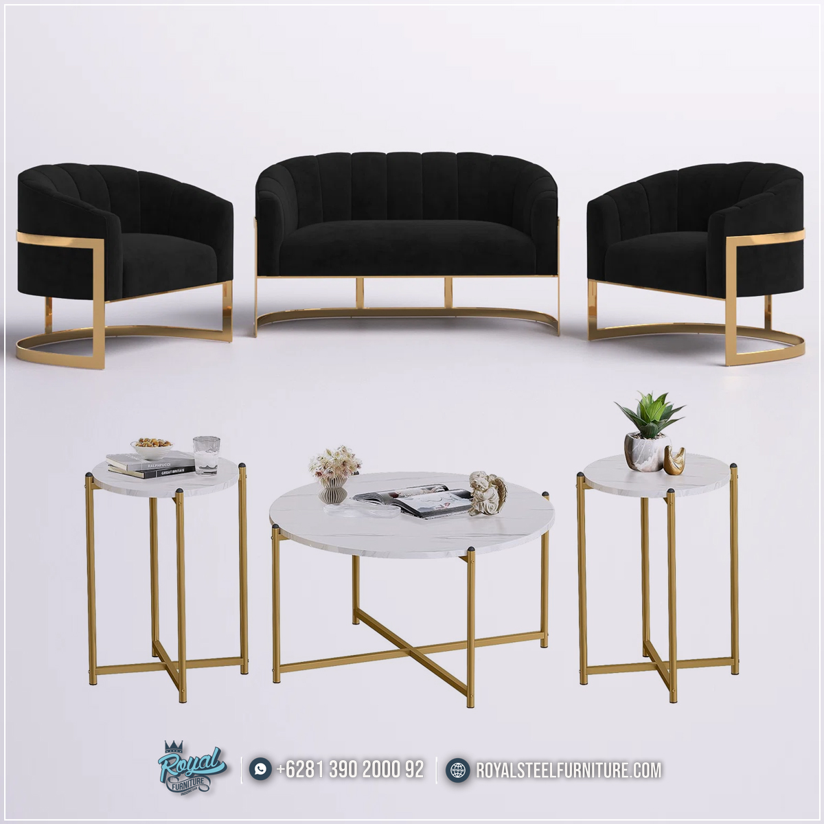Meja Kursi Tamu Stainless Minimalis Modern Living Room Set