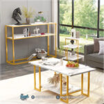 Furniture Set Meja Stainless Top Marmer Mewah Ruang Tamu Minimalis