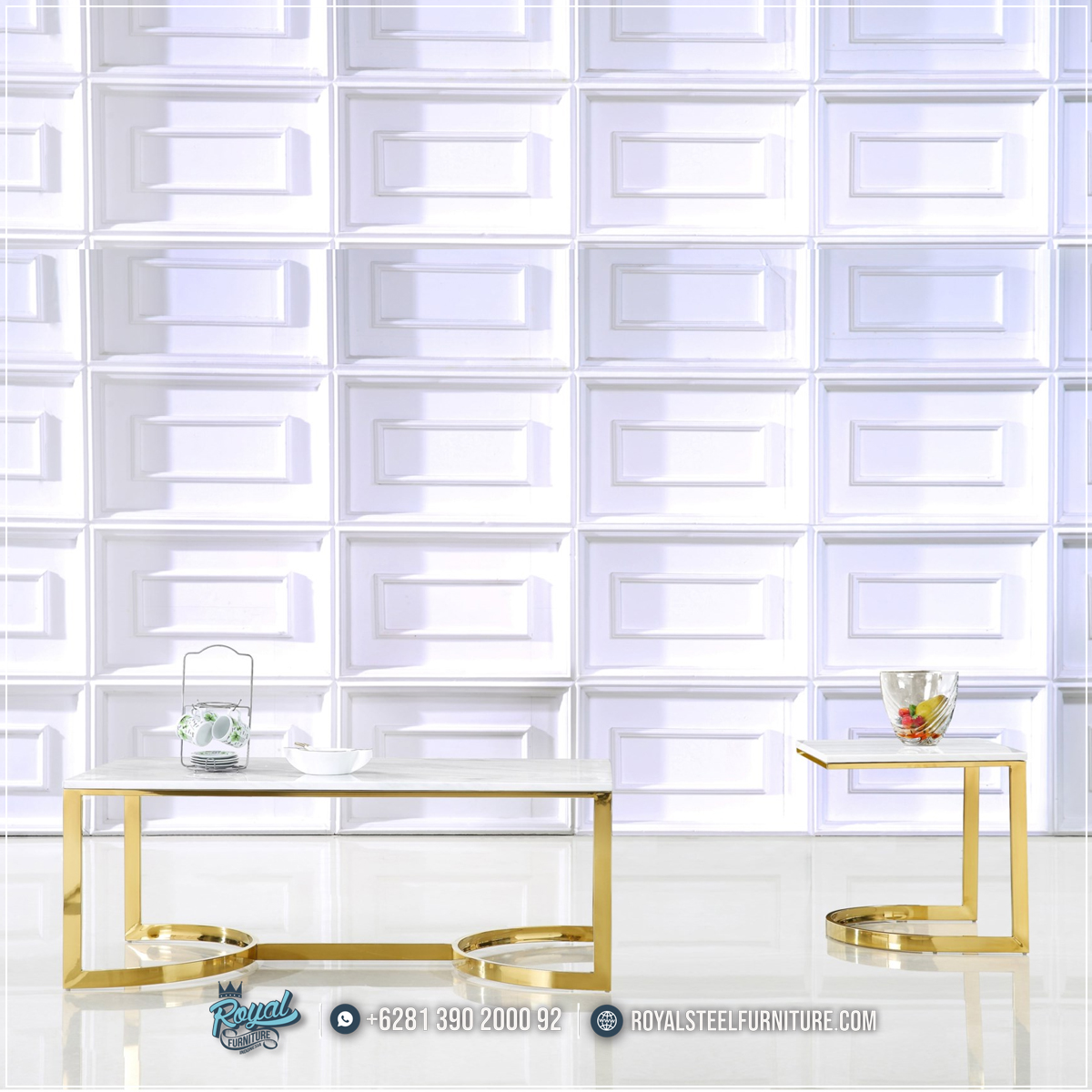 Meja Minimalis, Meja Modern, Meja Stainless, Meja Tamu, Meja Tamu Mewah,Meja Top Marmer Mewah Stainless Terbaru London Gold Coffee Table