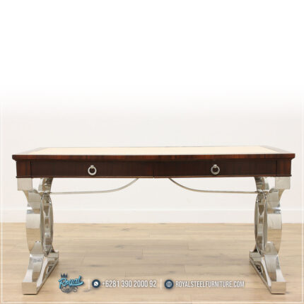 Gambar Meja Kantor, Info Meja Kantor, Kursi Meja Kantor Royal, Meja Direktur Mewah, Meja Kantor Mewah, Meja Kerja Direktur, Meja Kursi Kantor Royal, Set Ruang Kantor,Inspirasi Meja Kerja Kaki Stainless Mewah Rosewood Writing Desk,Inspirasi Meja Kerja Kaki Stainless Mewah 2 Laci