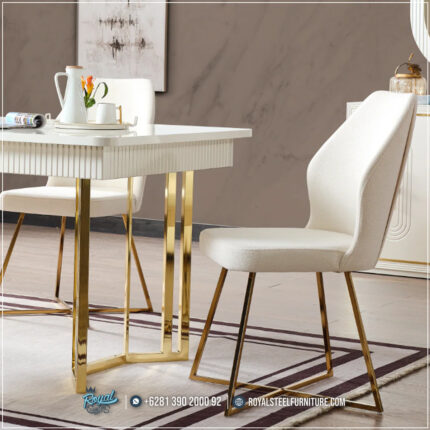 Harga Meja Makan Jepara, Meja Makan Marmer, meja makan mewah, Meja Makan Mewah 4 Kursi, Meja Makan Mewah 6 Kursi, Meja Makan Mewah Stainless, Meja Makan Minimalis, Meja Makan Minimalis Modern, Meja Makan Minimalis Stenlies, Meja Makan Stainless Gold, Meja Makan Stainless Silver, Meja Makan Stainless Steel,Marsel Dining Chair Kaki Stainless Meja Makan Minimalis Mewah Terbaru Jepara