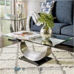 Set Meja Tamu Kaca Stainless Mewah Terbaru Serenia Contemporary - Gambar 2