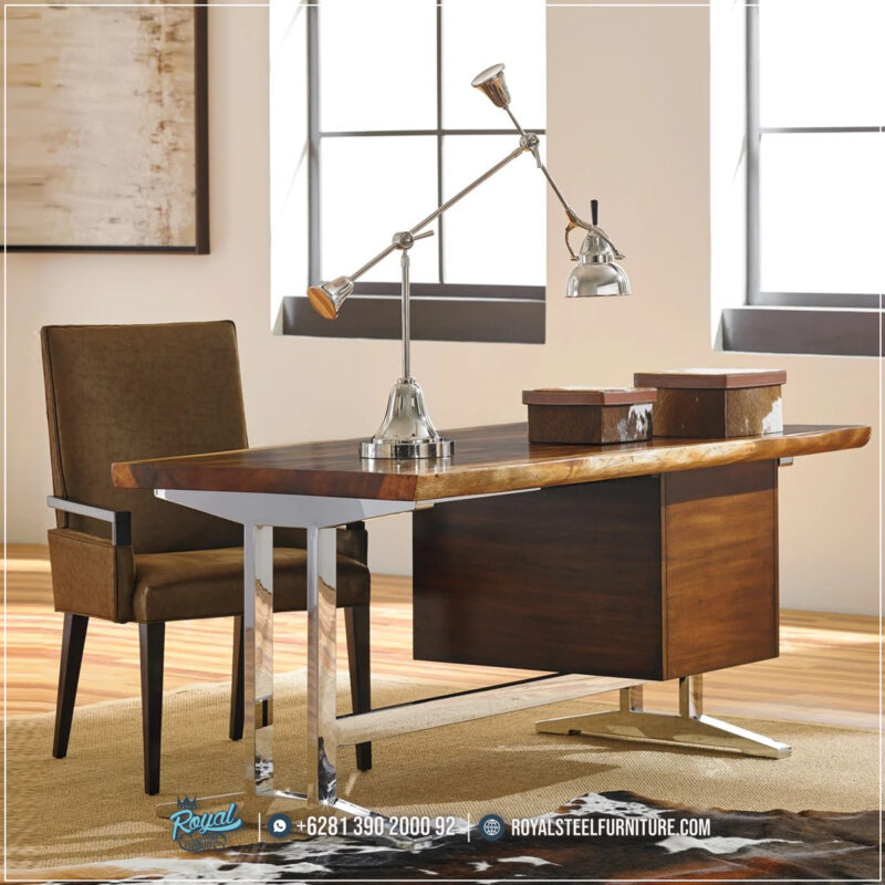 Gambar Meja Kantor, Info Meja Kantor, Meja Direktur Mewah, Meja Kantor Jati, Meja Kantor Mewah, Meja Kantor Ukiran, Meja Kerja Direktur, Model Kursi Meja Kantor Royal Furniture, Set Ruang Kantor,Rekomendasi Meja Kerja Kaki Stainless Solid Wood Design Desk Office Table Meja Stainless Office Desk