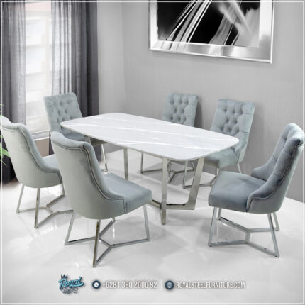 Harga Meja Makan Jepara, Meja Makan Marmer, meja makan mewah, Meja Makan Mewah 4 Kursi, Meja Makan Mewah 6 Kursi, Meja Makan Mewah Stainless, Meja Makan Minimalis, Meja Makan Minimalis Modern, Meja Makan Minimalis Stenlies, Meja Makan Stainless Gold, Meja Makan Stainless Silver, Meja Makan Stainless Steel,Luxury Dining Set Meja Kaki Stainless Minimalis Mewah Terbaru