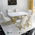Harga Meja Makan Jepara, Meja Makan Marmer, Meja Makan Mewah 6 Kursi, Meja Makan Mewah Stainless, Meja Makan Set 6K, Meja Makan Minimalis Modern, Meja Makan Minimalis Stenlies, Meja Stainless Royal Steel,Model Meja Makan 6 Kursi Stainless Capella Gold Terbaru