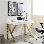 Desain Meja Kerja Stainless Steel Modern Gold Terbaru