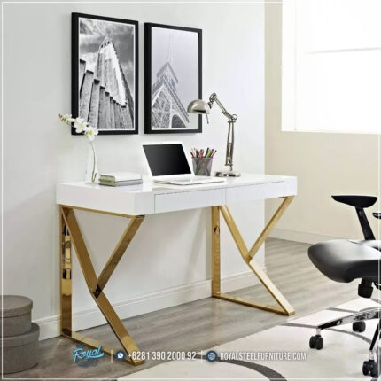Desain Meja Kerja Stainless Steel Modern Gold Terbaru