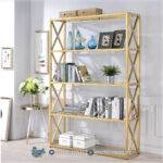 Rak Minimalis, Rak Buku Minimalis, Rak Buku Stainless Steel, Rak Buku Stainless, Rak Stainless 3 Susun, Rak Stainless 4 Susun, Rak Stainless Steel, Rak Stainless, Rak Susun Stainless,Lemari Rak Minimalis Stainless Gold Contemporary Bookcase