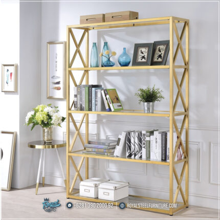 Rak Minimalis, Rak Buku Minimalis, Rak Buku Stainless Steel, Rak Buku Stainless, Rak Stainless 3 Susun, Rak Stainless 4 Susun, Rak Stainless Steel, Rak Stainless, Rak Susun Stainless,Lemari Rak Minimalis Stainless Gold Contemporary Bookcase