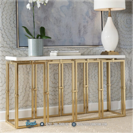 Meja Konsol Ruang Tamu Stainless Steel Gold