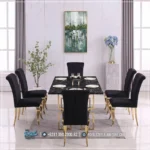 1 Set Meja Makan Marmer Mewah Stainless Terbaru