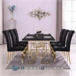 Moden Dining Set Meja Makan Marmer Mewah Stainless Terbaru