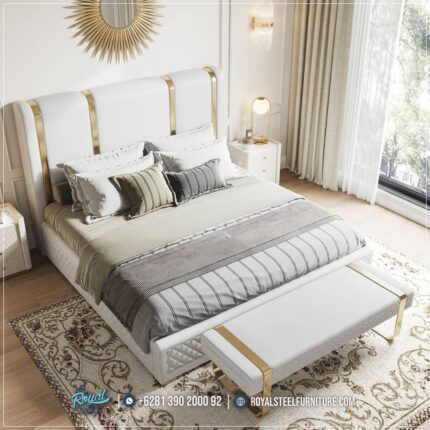 Desain Tempat Tidur Minimalis Stainless Jepara Mewah Gold