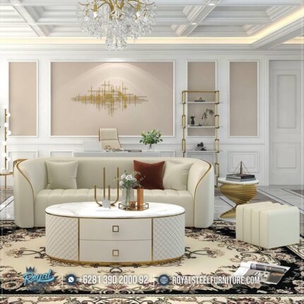 Set Sofa Tamu Stainless Gold Minimalis Elegance