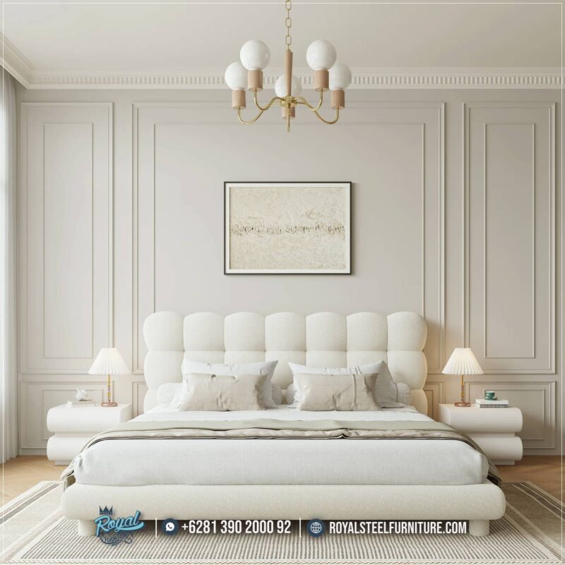 Set Tempat Tidur Mewah Boucle Minimalis Hunian Modern