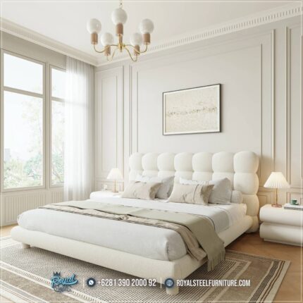 Tempat Tidur Mewah Boucle Minimalis Hunian Modern