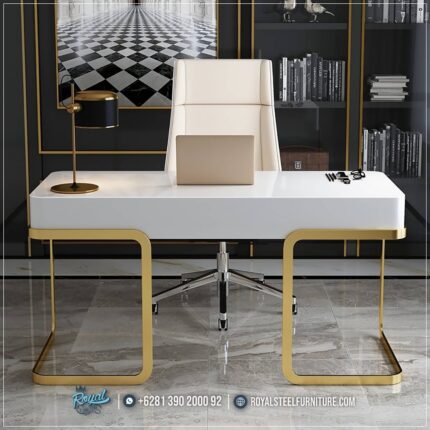 Desain Meja Direktur Kantor Minimalis White Gold, meja kantor kayu jati, Meja Kantor Minimalis, Meja Kerja Direktur, Meja Kerja Kayu Jati, Meja Kerja Minimalis