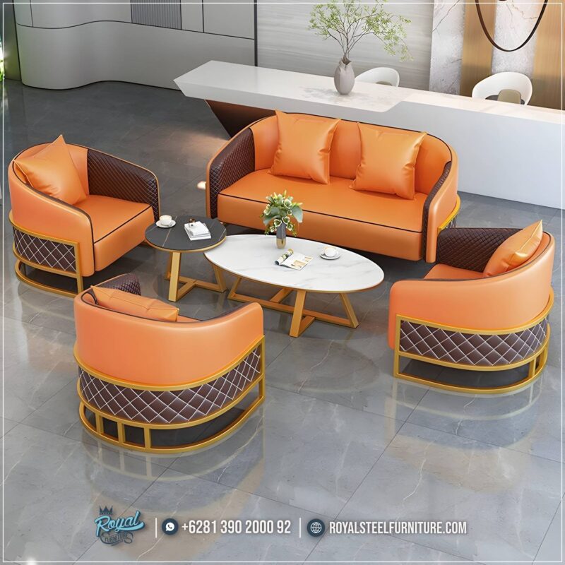 Kursi Sofa Kulit Ruang Tamu Hotel Mewah Ruang Lobby Terbaru