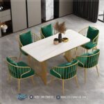 Meja Kursi Stainless Mewah Gold Estetika Ruang Pertemuan