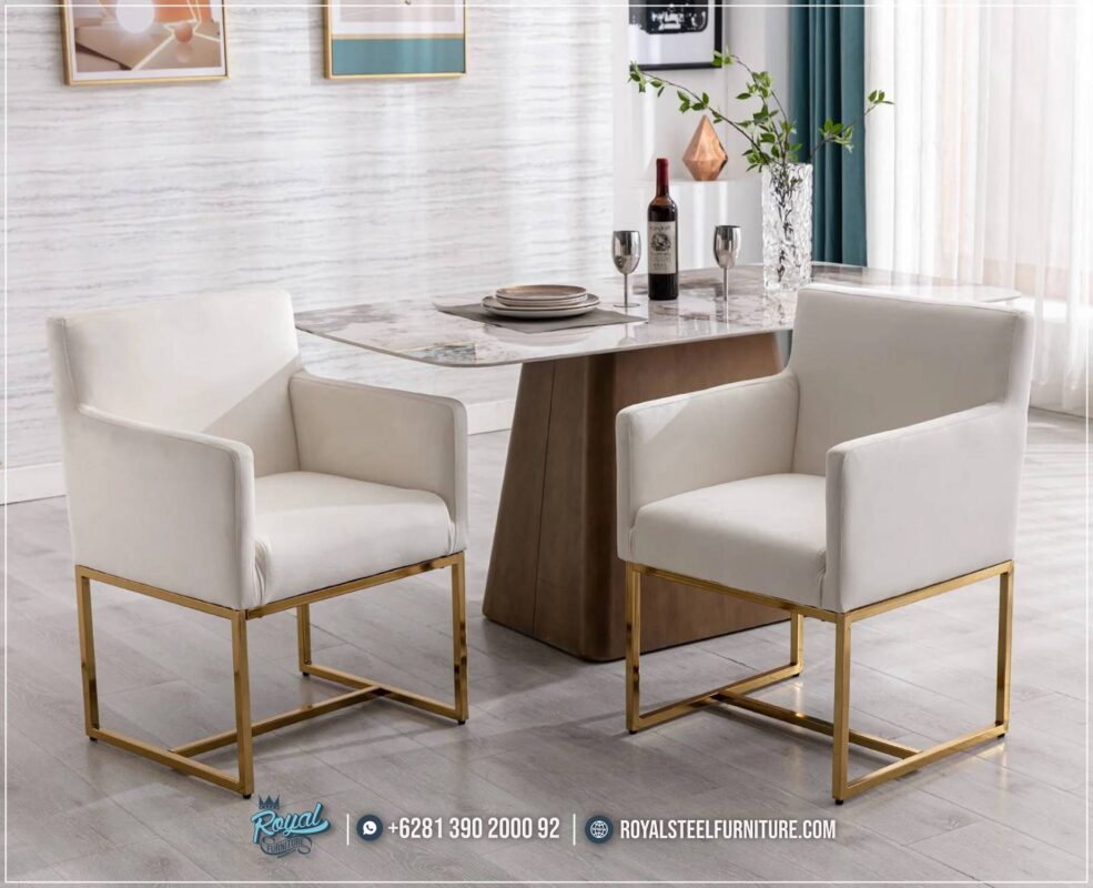 Meja Marmer Set Kursi Kaki Stainless Ruang Pertemuan Direktur