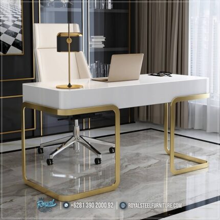 meja kantor kayu jati, Meja Kantor Minimalis, Meja Kerja Direktur, Meja Kerja Kayu Jati, Meja Kerja Minimalis, New Desain Meja Direktur Kantor Minimalis White Gold
