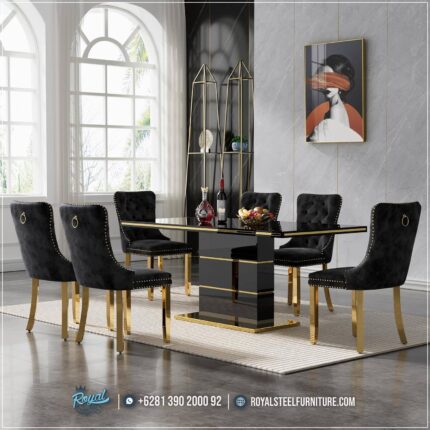 Set Meja Kursi Stainless Gold Conference Room
