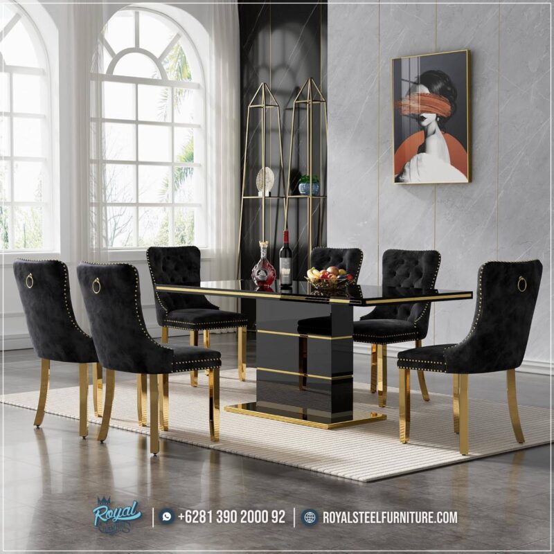 Set Meja Kursi Stainless Gold Conference Room
