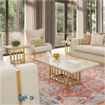 Coffe Table Meja Sofa Minimalis Mewah Stainless Ruang Tamu Modern