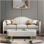Modern Living Room Sofa 3 Seater Kaki Stainless Mewah Minimalis Jepara