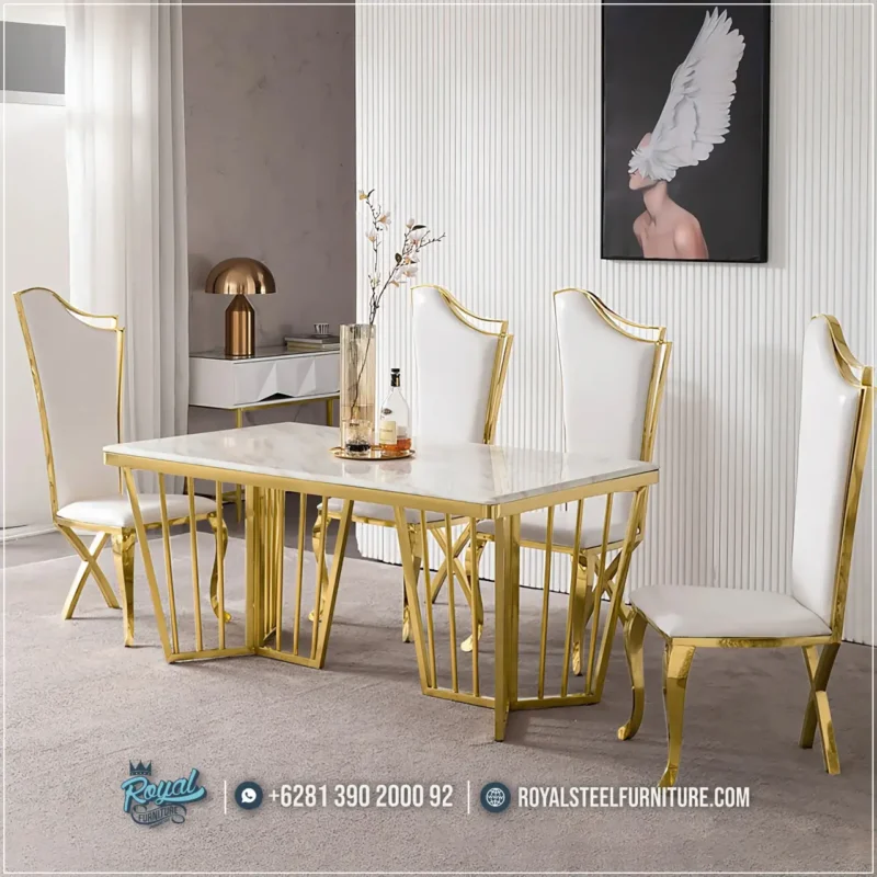 Set Meja Makan Stainless Marmer 6 Kursi Mewah Steel Gold Harga Meja Makan Marmer 6 Kursi, Meja Makan Marmer Mewah, Harga Meja Makan Marmer Mewah, Meja Makan Marmer Jepara, Meja Makan Stainless Minimalis Modern, Harga Meja Makan Marmer 4 Kursi, Meja Makan Stainless, Set Meja Makan Stainless Marmer 6 Kursi Mewah Steel Gold