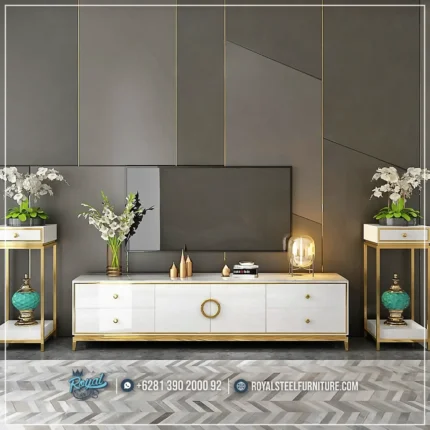 Media Console Bufet TV Kaki Stainless Gold Minimalis Modern, Bufet Tv Jati, Bufet tv Minimalis, Bufet tv Modern, Bufet Tv Stainless, Bufet Tv Terbaru, Meja Dresser Elegan, Meja Dresser Kaki Stainless, Meja Dresser Modern, Meja Dresser Stainless, Meja Dresser Terbaru