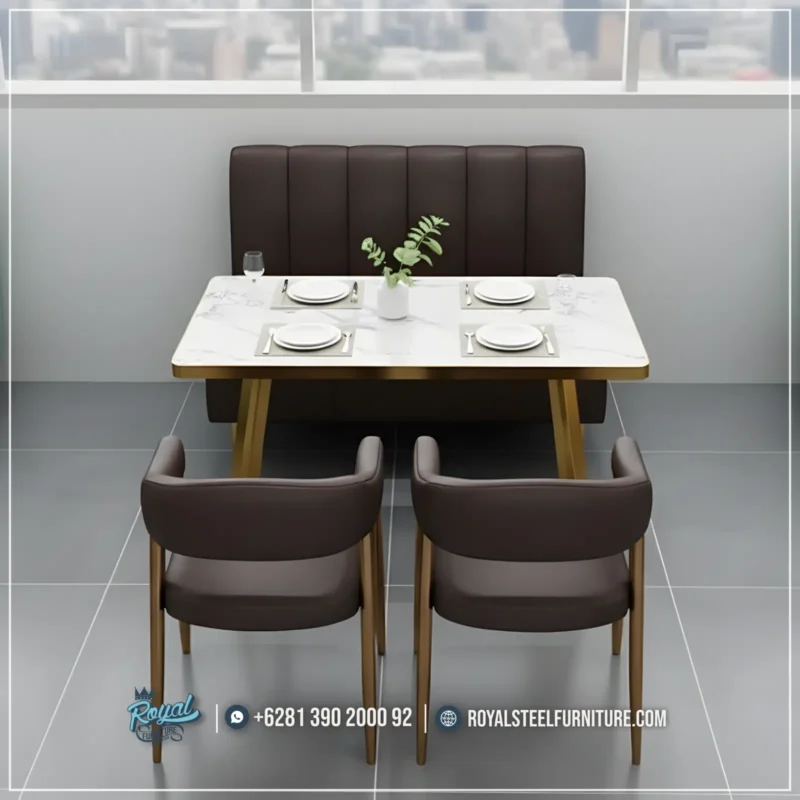 Meja Marmer Set Furnitur Kursi Sofa Cafe Estetik Gaya Hotel Vibe Scandinavian Retro