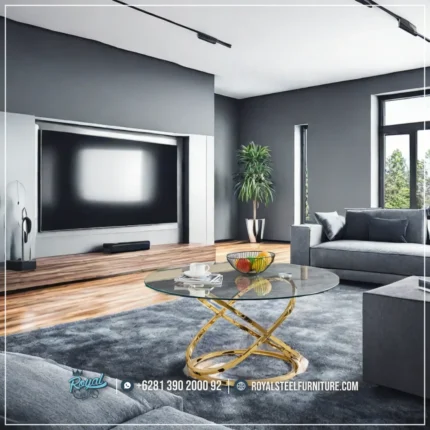 Meja Tamu Stainless Glassy Coffee Table Mewah