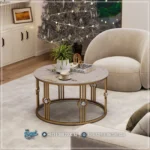 Model Round Table Ruang Tamu Top Marmer Marbling Living Room